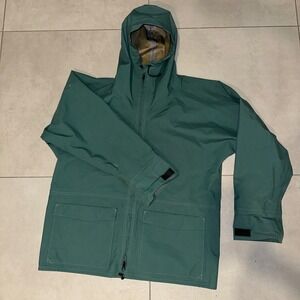 Vintage Log House Designs Rain Jacket Mens XL Green‎ Gore-Tex Outdoor Hood Zip